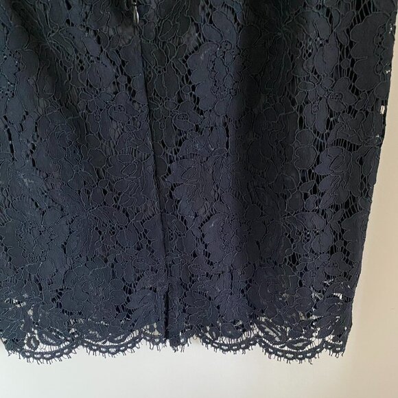 BANANA REPUBLIC BLACK LACE MINI PENCIL SKIRT WITH BACK ZIPPER AND SLIT - Picture 6 of 7